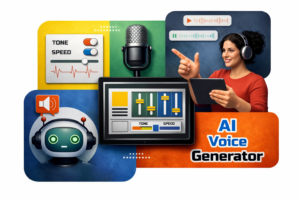 Illustration representing AI voice technology and synthetic speech