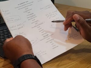 Cecil Archbold marking up a voiceover script with handwritten performance notesImage Title: Cecil Archbold Reviewing Voiceover Script Notes Caption: Every read starts with interpretation — long before the mic turns on. Description Field (SEO): Cecil Archbold preparing a voiceover script with handwritten performance notes, the interpretive work behind every professional read. See more at https://cecilarchboldvo.com/. Image 5 — Split-Screen: eLearning Interface vs. Human Narration (new) Filename: elearning-narration-human-voice-vs-interface.jpg Alt Text: Split image of an eLearning course interface next to a voice actor recording narration Image Title: Human Narration for eLearning Course Development (no name — conceptual) Caption: (none — image reinforces the eLearning section copy directly above/below it) Description Field (SEO): A visual contrast between a busy eLearning course interface and the human narration process behind training content that actually holds a learner's attention. Learn more at https://www.archboldmediaservices.com/. Image 6 — Closing Portrait Filename: cecil-archbold-voice-actor-portrait-relaxed.jpg Alt Text: Cecil Archbold smiling after a voiceover recording session Image Title: Cecil Archbold Voice Actor Portrait Caption: No defensiveness needed — just twenty years of knowing what a great read actually takes. Description Field (SEO): Cecil Archbold, voice actor and on-camera talent based in Chicago, reflecting on where human performance still leads. Naming convention check: Cecil's name appears on Images 1, 4, and 6 — three total, right at the max. Images 2, 3, and 5 stay clean and keyword-focused. URL check: archboldmediaservices.com appears on Images 1 and 5 (2 uses — within limit). cecilarchboldvo.com appears once on Image 4. Both spread out, neither stacked, both within the 1–2 use guideline. This post is now locked at 6 images with full metadata. Let me know if you want this compiled into the archive doc format now, or held until publish.